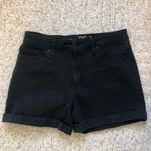 Black denim shorts